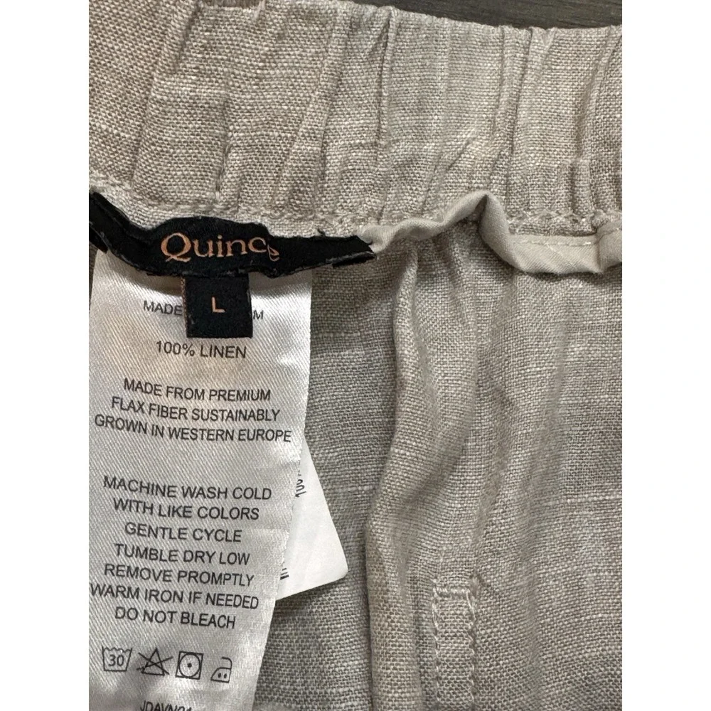 Quince 100% European Linen Pants L Wide Leg Flax Beige Quiet Luxury